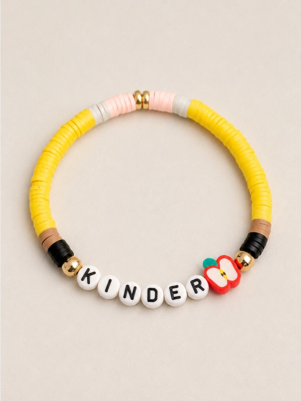 Personalized School grade Pencil Bead Bracelet with apple